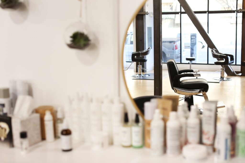 Styling station and hair products at DM Salon, Hooghly